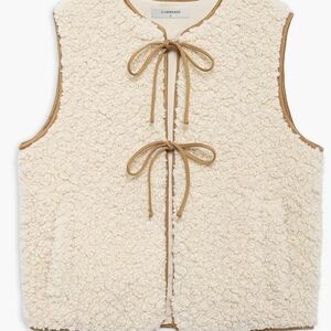 NWT Commense Cream Sherpa Vest with Tan Trim